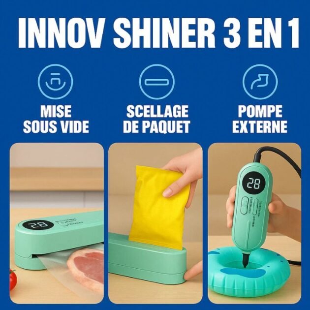 Machine Sous Vide Sans Fil 3 en 1 – Mise sous vide, Scellage Et Pompe externe